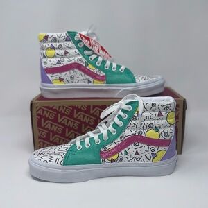 Hand Painted Vans High-Top Sneakers - 90s theme